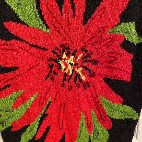 Catherine Stewart for BellePointe poinsettia sweater vest ugly Christmas sweater - Picture 3 of 10